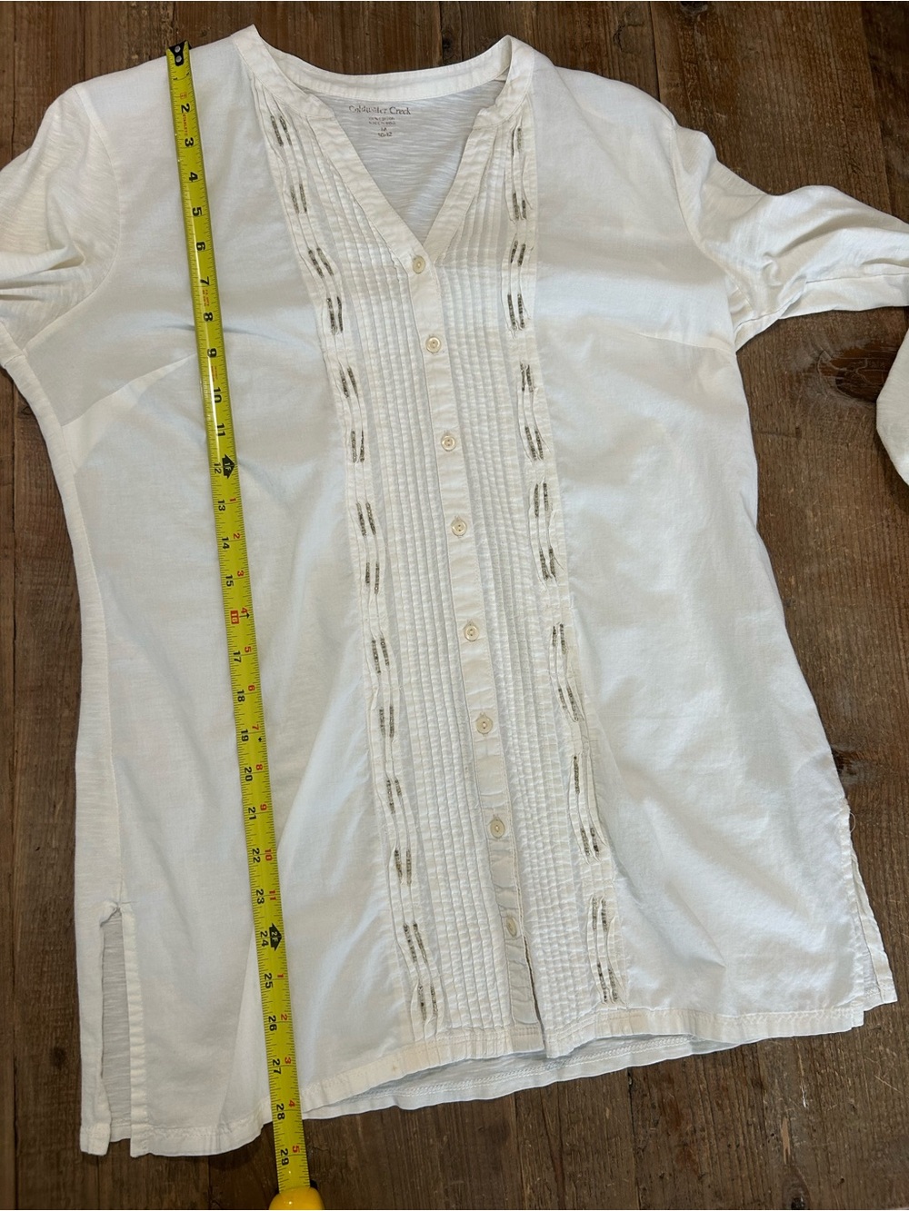 Coldwater Creek Top Tunic Boho Soft Cotton Ivory Shirt Casual Medium - Picture 6 of 7